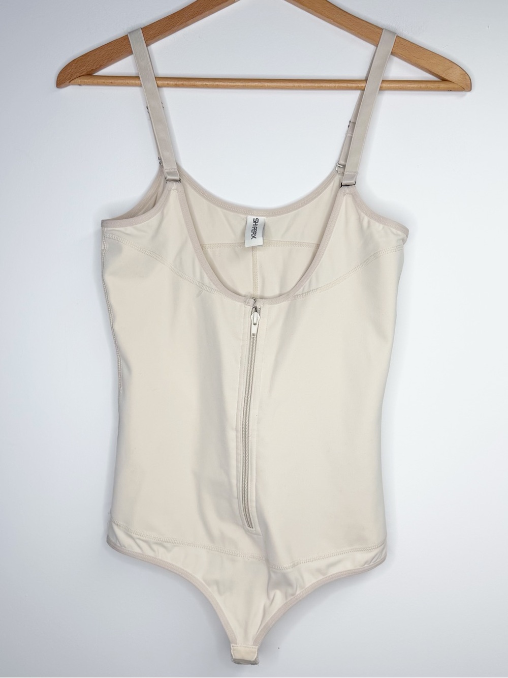 SHAPERX nude Beige Shapewear thong zip up front size large